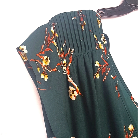 DR2 Women's Emerald Green w/ Floral Pattern Jumpsuit Sz L - Picture 4 of 11